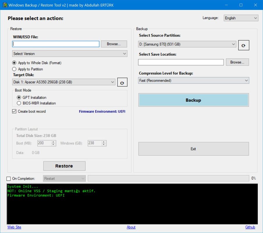 Windows Backup & Restore Tool 